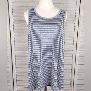 GAP Men's Tank Top Gray/Blue Stripe-XL